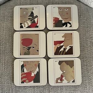 6 VTG Metropolitan Museum of Art Charles Martin art of drinking wine coasters